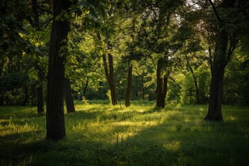 Obraz premium Sunlit Forest Clearing.