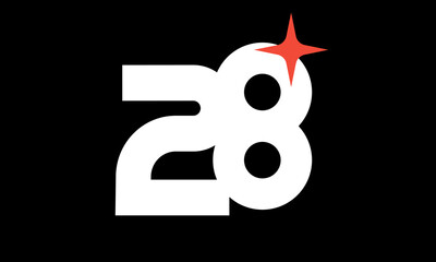28 Star Logo Orange Modern Light Simple