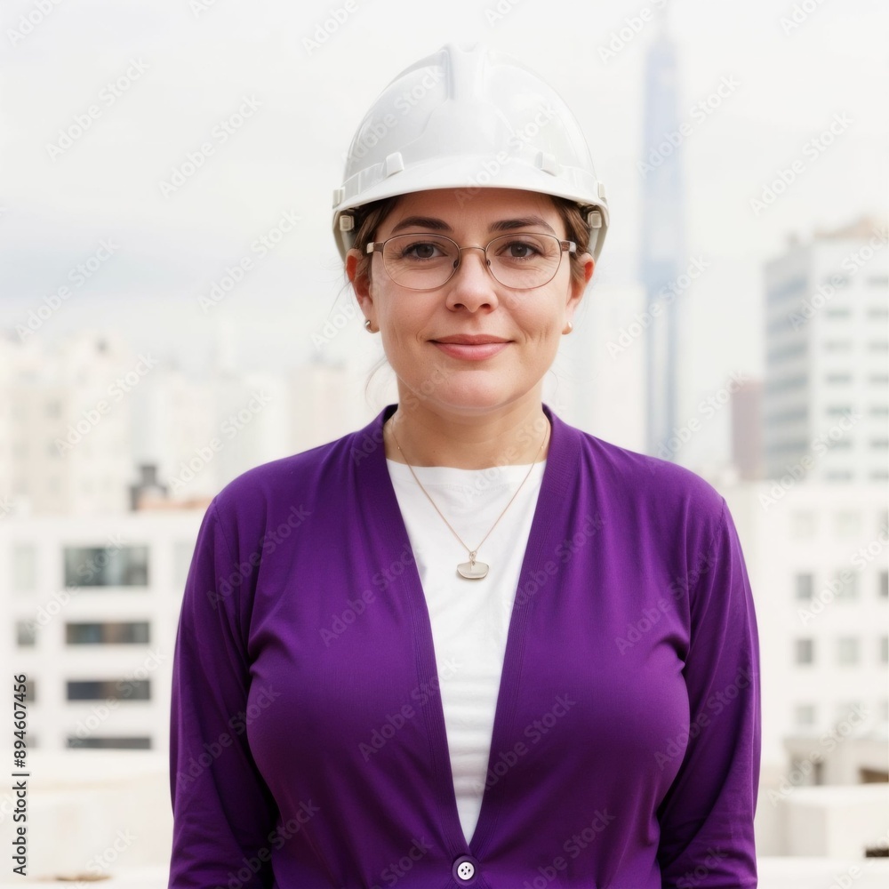 Wall mural a professional woman likely involved in construction or engineering, given her attire and safety hel