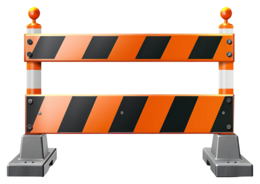 PNG  Bright construction safety barrier sign