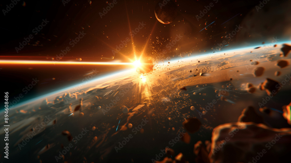 Canvas Prints outer space, stars, comets and satellites in a hyperrealistic style