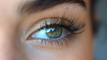 Obraz premium Close-up shot of beautiful woman's eye with long eyelashes