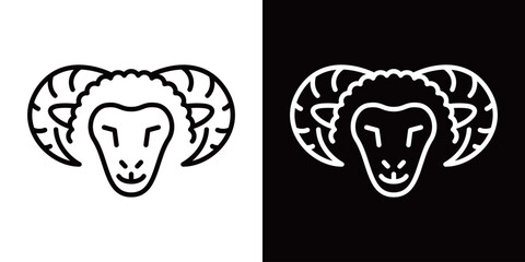 おひつじ座のシンプルなラインアイコン