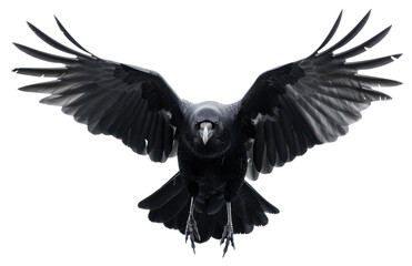 Fototapeta premium PNG Majestic black raven in flight