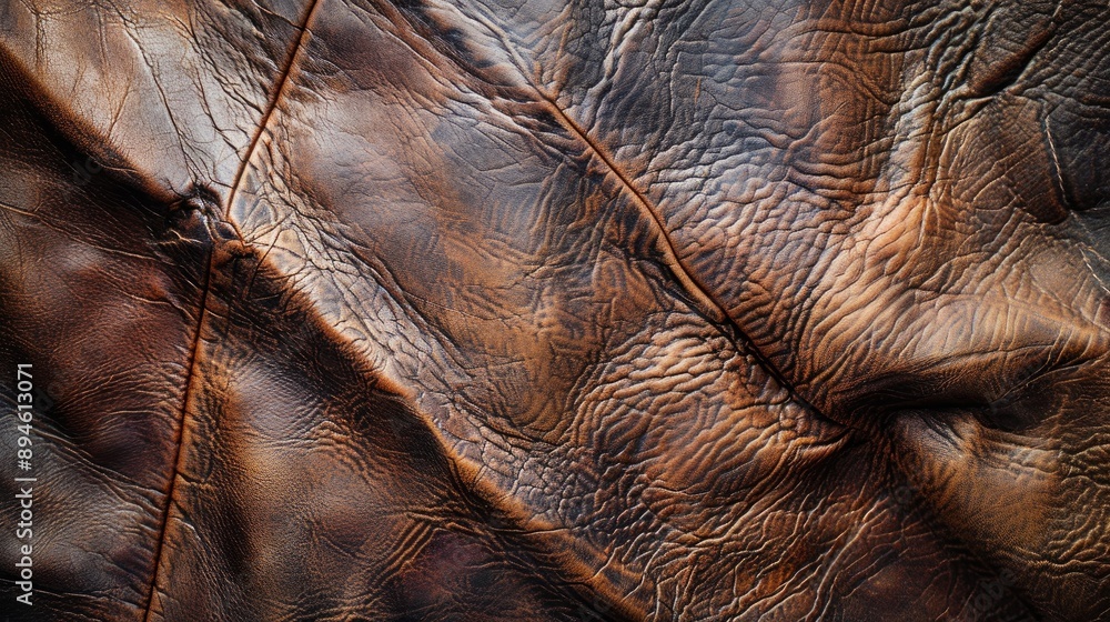 Poster close up top view of brown leather texture for design background with empty space