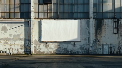 Blank Billboard on a Weathered Industrial Building