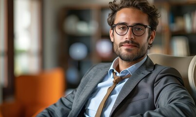 Fototapeta premium Portrait of a business man sitting in an office