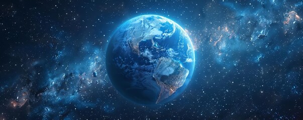 Obraz premium Earth with a vivid blue atmosphere, Earth with atmosphere glow, ethereal planetary glow