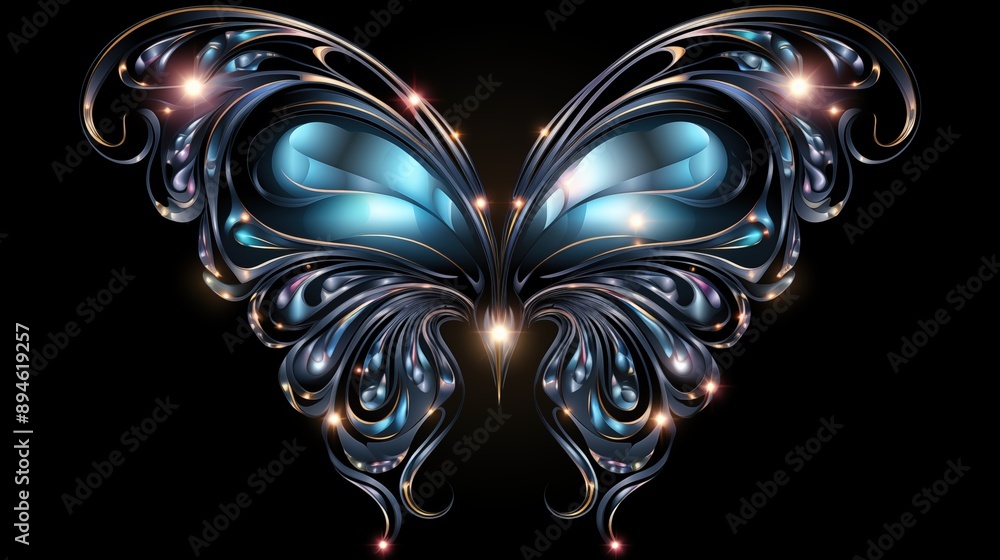 Poster a beautifully designed butterfly with intricate patterns and a glossy finish.