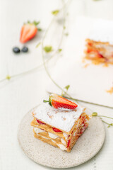 slice of mil hojas with jam