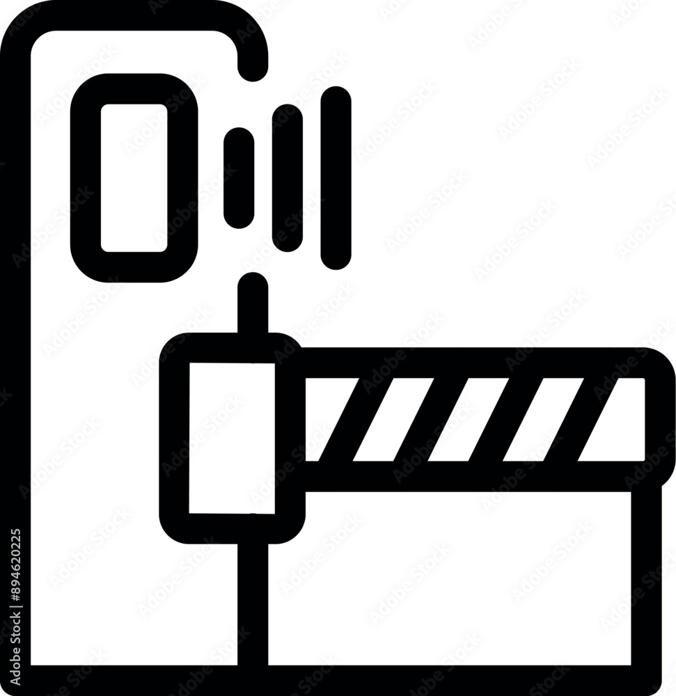Poster this icon represents a car parking system that is using a mobile phone application to open the barri