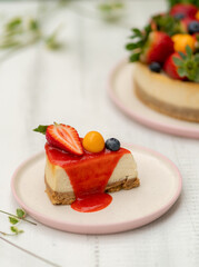 cheesecake with berries and cream