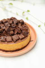chocolate cheesecake on plate