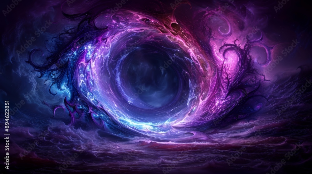 Poster abstract colorful fractal void.