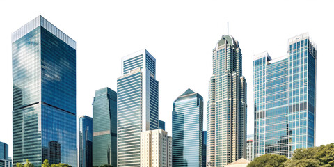 Fototapeta premium Futuristic Skyscraper Urban Skyline Abstract Cityscape Modern Architectural Design Transparent Metropolis Business Concept