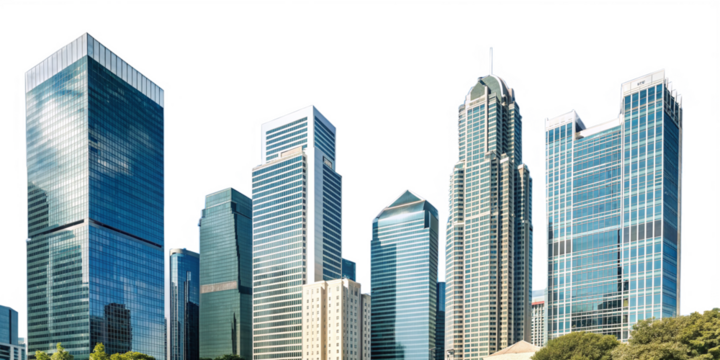 Futuristic Skyscraper Urban Skyline Abstract Cityscape Modern Architectural Design Transparent Metropolis Business Concept