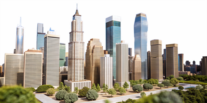 Futuristic Skyscraper Urban Skyline Abstract Cityscape Modern Architectural Design Transparent Metropolis Business Concept