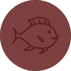 Fish Vector Line Maroon Circle Maroon
