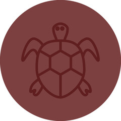 Obraz premium Turtle Vector Line Maroon Circle Maroon