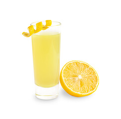 Homemade traditional sweet italian Limoncello liqueur made from the zest of juicy ripe yellow...