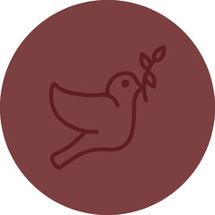 Dove Vector Line Maroon Circle Maroon