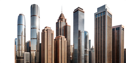 Futuristic Skyscraper Urban Skyline Abstract Cityscape Modern Architectural Design Transparent Metropolis Business Concept