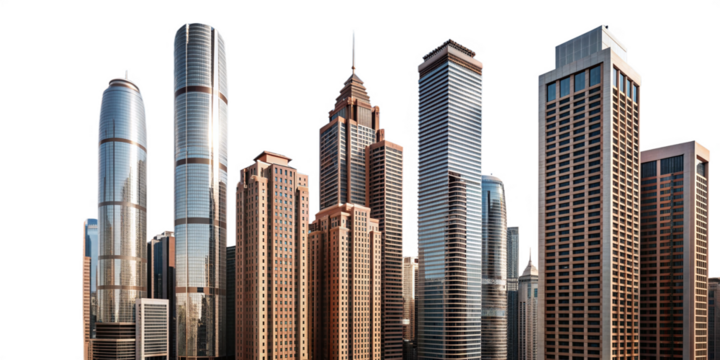 Futuristic Skyscraper Urban Skyline Abstract Cityscape Modern Architectural Design Transparent Metropolis Business Concept