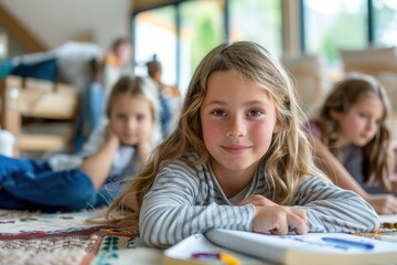 Obraz premium Inspiring the Next Generation: Kids Engaged in Learning Energy-Efficient Practices at Home