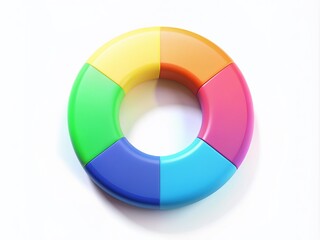 Obraz premium Vibrant donut chart displays financial statistics in elegant circular layout with colorful segments, subtle gradient effects, and crisp lines on a soft white background.