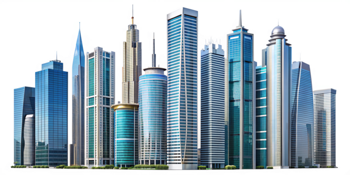 Futuristic Skyscraper Urban Skyline Abstract Cityscape Modern Architectural Design Transparent Metropolis Business Concept