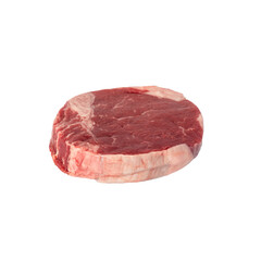 beef tenderloin steak, raw meat, cutout.