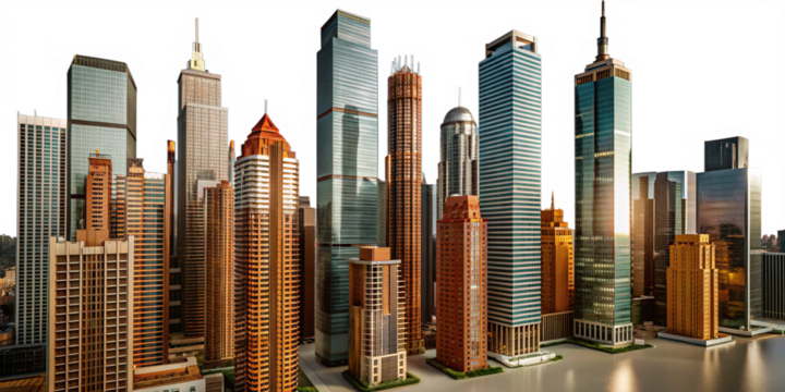 Futuristic Skyscraper Urban Skyline Abstract Cityscape Modern Architectural Design Transparent Metropolis Business Concept