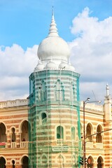 Kuala Lumpur, Malaysia on May 22 2023. Renovations or repairs carried out on the Malaysian State Textile Museum building.