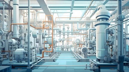 factory filled with different machines UHD Wallpaper