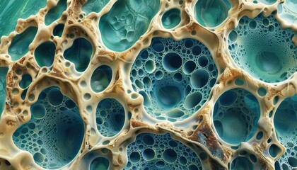 Abstract Multicolored Surface with Intricate Turquoise Details, 3D Rendered Texture with Organic Shapes and Patterns, Close-Up View of Complex Geometry, High-Resolution Image for Design and Art