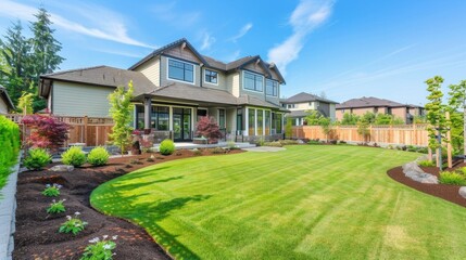 Beautiful Modern House with a Green Lawn.