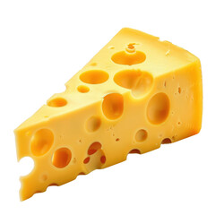 A slice of yellow cheese with holes in it
