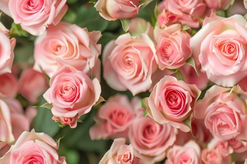 Fototapeta premium Pink delicate colored roses in soft style for background