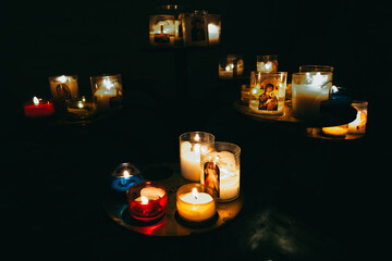 Holy Candles Burning in a Church