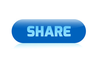 Web button in blue color with the inscription Share - Vector