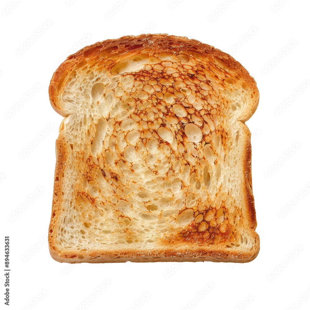 Poster a slice of toast with a brown crust and a hole in the middle