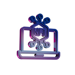 NFT Security Shield Icon in Neon Gradient Style..