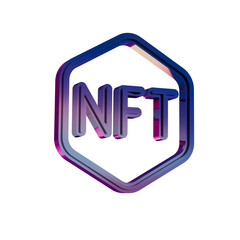 NFT Security Shield Icon in Neon Gradient Style..