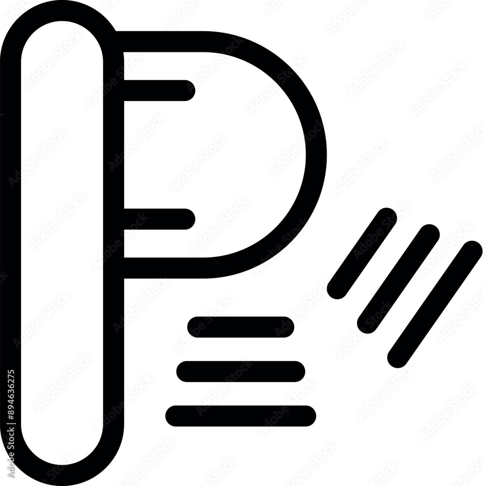 Poster parking sensor icon depicting a car using ultrasonic waves to determine the proximity of an object