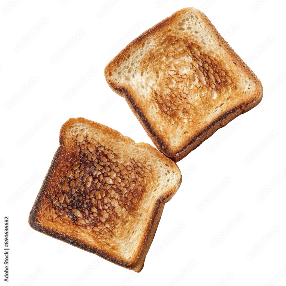 Poster two slices of toast with browned edges