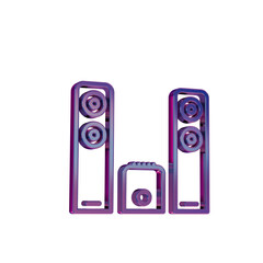 3D Neon Retro Icon - Sound System with Big Speakers