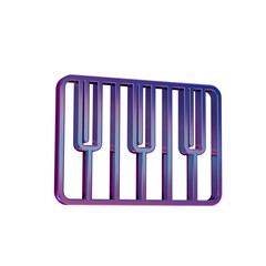 3D Neon Retro Icon - Piano Keys