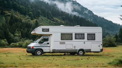 Campervan in a Scenic Mountain Landscape.