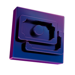 3D Neon Retro Icon - Money Bills symbol