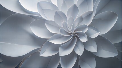 Abstract Origami Flower in Soft Neutral Tones - Contemporary Minimalist Design for Modern Art Decor